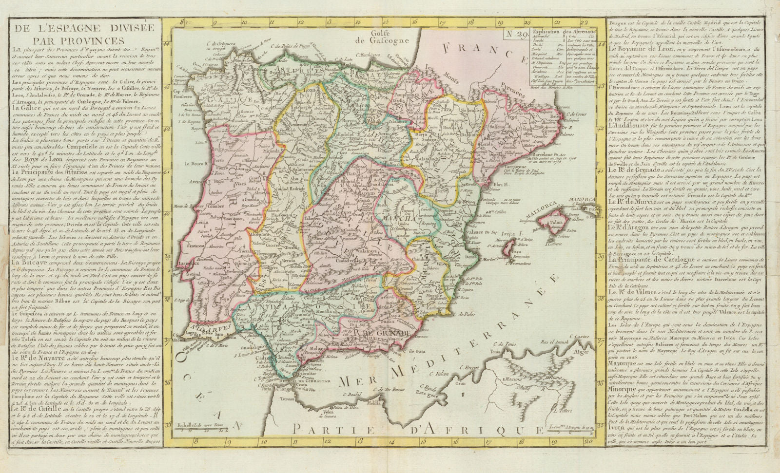 'De L'Espagne Divisée par Provinces' by J-B.L. Clouet. Iberia Spain 1750 map